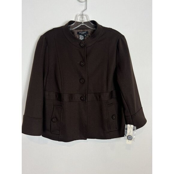 Sandro Sportswear Jacket Crop Swing Boxy Small Stretch Work Career Brown New NWT - Picture 1 of 7